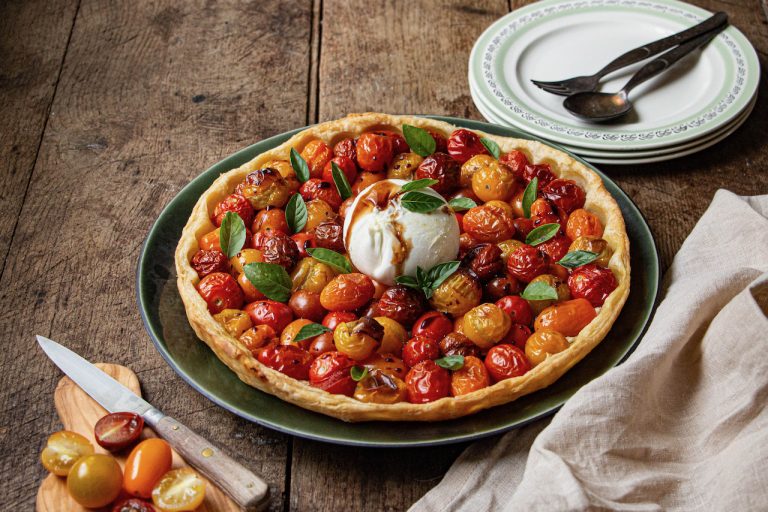 Cherry Tomato and Burrata Tart