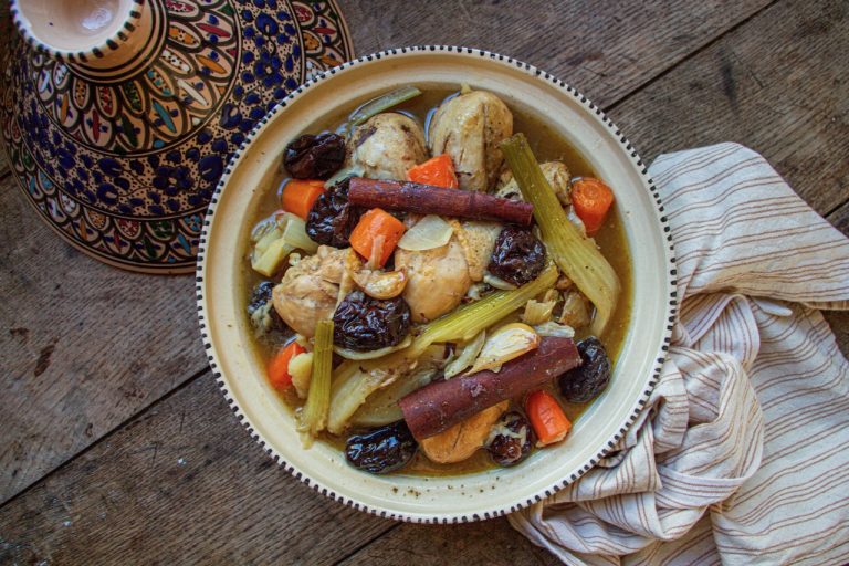 Authentic Moroccan Chicken Tagine with Prunes