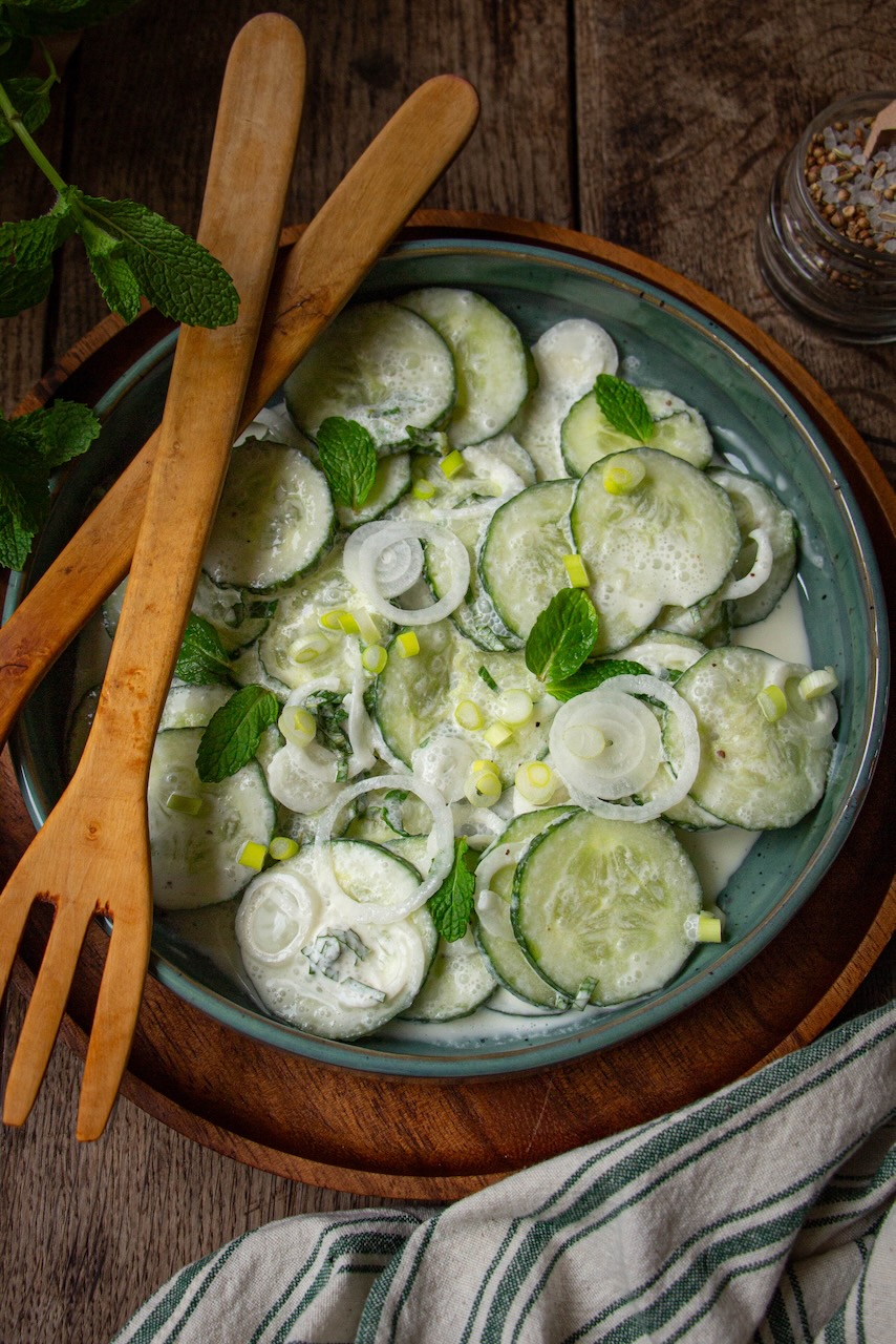 Creamy and crunchy cucumber salad